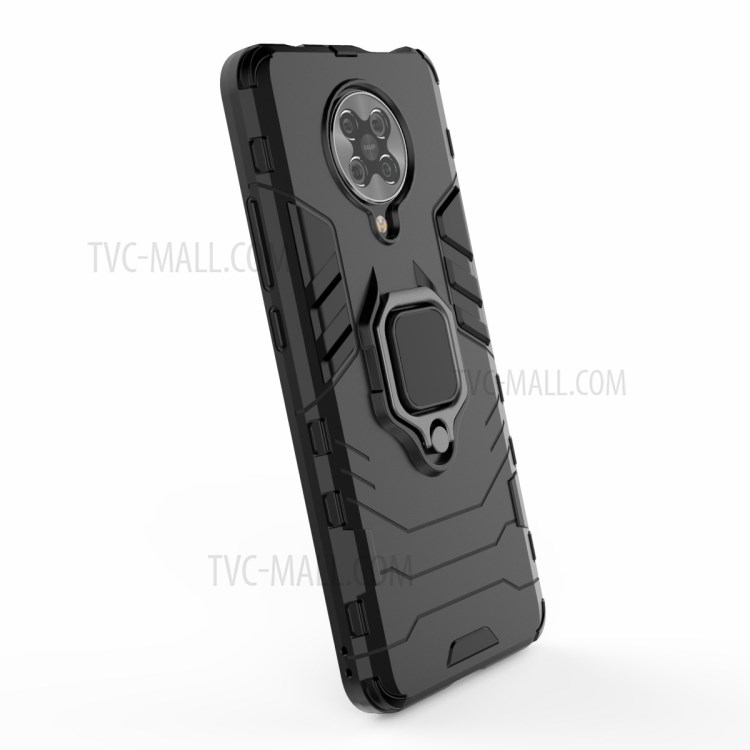 Cool Guard Ring Holder Kickstand PC TPU Hybrid Case Protective Shell for Xiaomi Redmi K30 Pro - Black-5