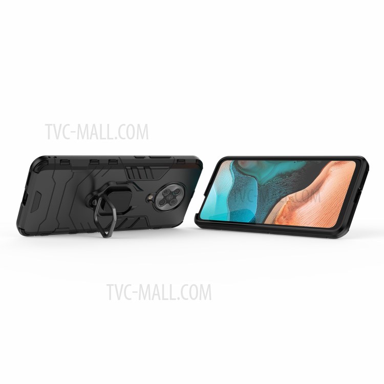 Cool Guard Ring Holder Kickstand PC TPU Hybrid Case Protective Shell for Xiaomi Redmi K30 Pro - Black-6