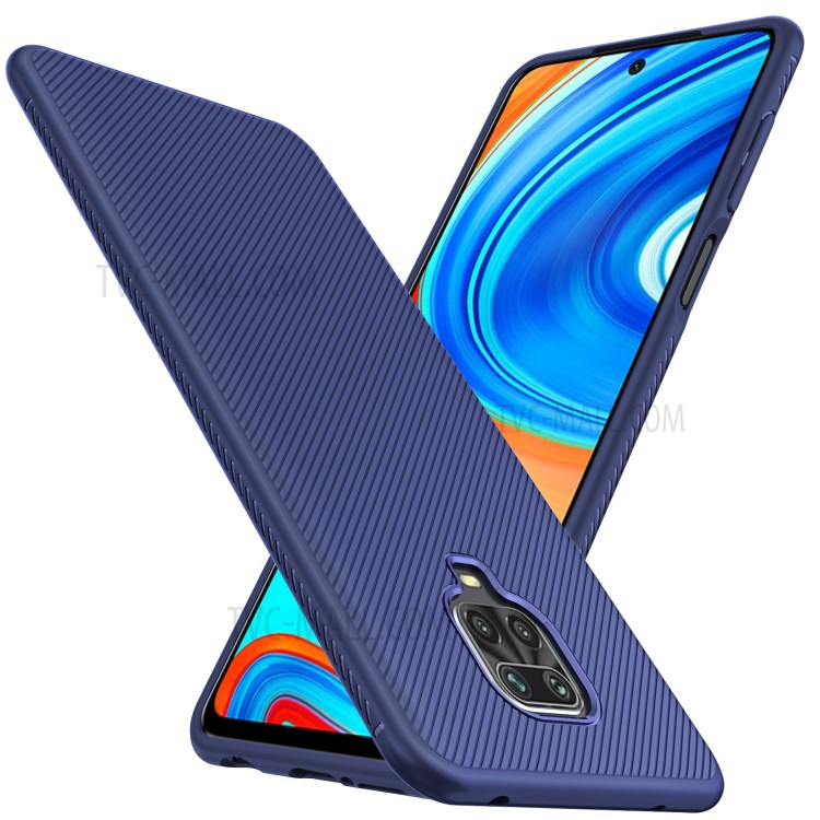 Boîtier Série Téléphone Twill Texture TPU Mobile Jazz Shell Pour Xiaomi Redmi Note 9 Note Pro / 9 Pro Max / 9S Note - Bleu-1