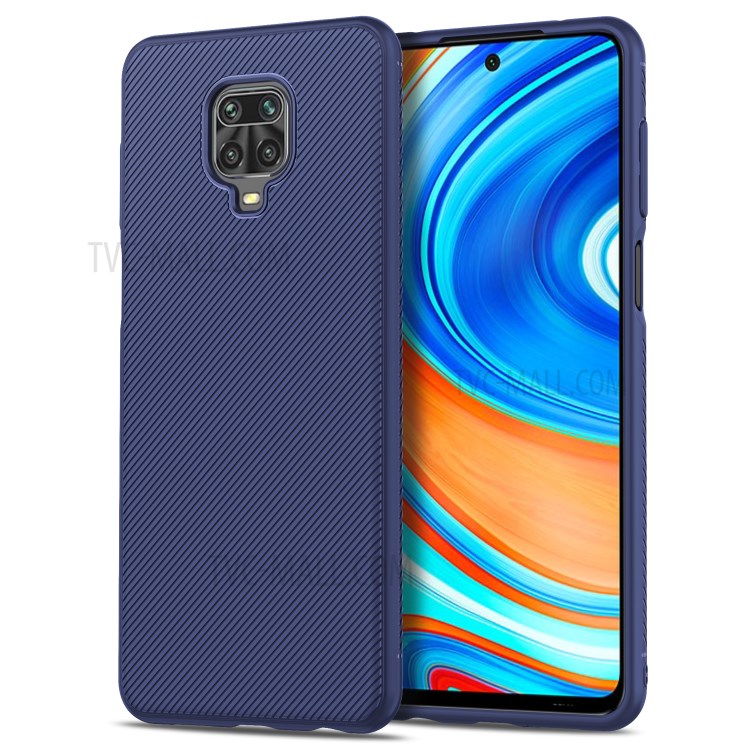 Boîtier Série Téléphone Twill Texture TPU Mobile Jazz Shell Pour Xiaomi Redmi Note 9 Note Pro / 9 Pro Max / 9S Note - Bleu-2