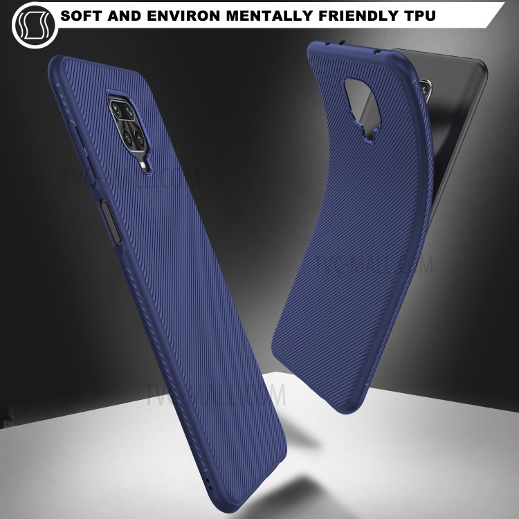 Boîtier Série Téléphone Twill Texture TPU Mobile Jazz Shell Pour Xiaomi Redmi Note 9 Note Pro / 9 Pro Max / 9S Note - Bleu-3