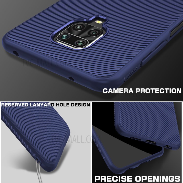 Boîtier Série Téléphone Twill Texture TPU Mobile Jazz Shell Pour Xiaomi Redmi Note 9 Note Pro / 9 Pro Max / 9S Note - Bleu-4