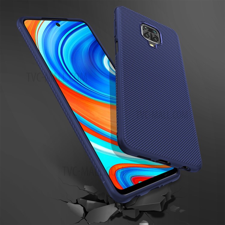 Boîtier Série Téléphone Twill Texture TPU Mobile Jazz Shell Pour Xiaomi Redmi Note 9 Note Pro / 9 Pro Max / 9S Note - Bleu-6