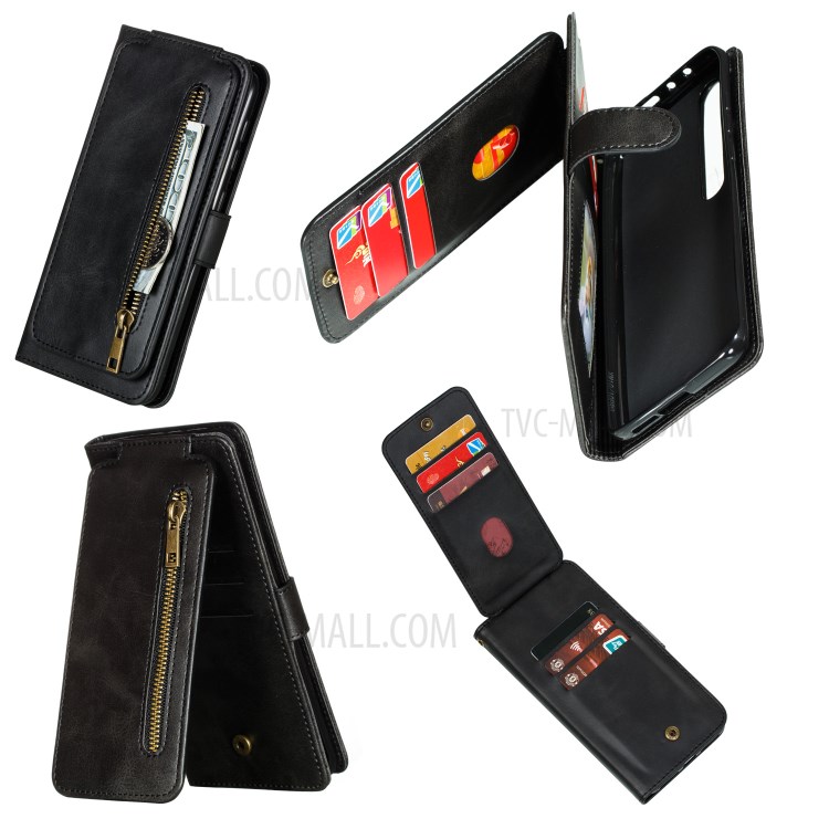 Zipper Pocket 9 Card Slots Leather Wallet Case for Xiaomi Mi 10 / Mi 10 Pro - Black-3