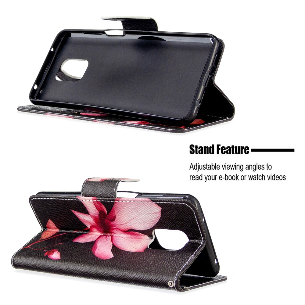 Pattern Printing Wallet Stand Flip Leather Phone Case for Xiaomi Redmi Note 9S/Note 9 Pro/Note 9 Pro Max - Red Flowers-2