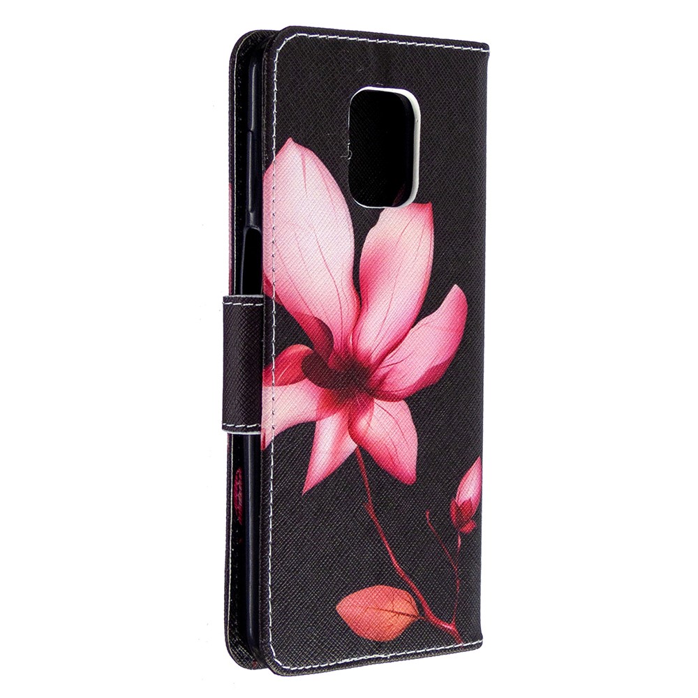 Pattern Printing Wallet Stand Flip Leather Phone Case for Xiaomi Redmi Note 9S/Note 9 Pro/Note 9 Pro Max  - Red Flowers-7