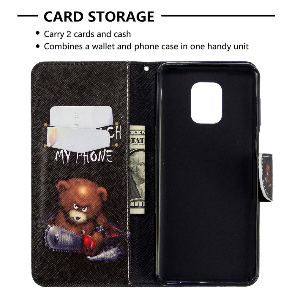 Pattern Printing Leather Wallet Protective Case for Xiaomi Redmi Note 9/Note 9S/Note 9 Pro - Fierce Bear-7