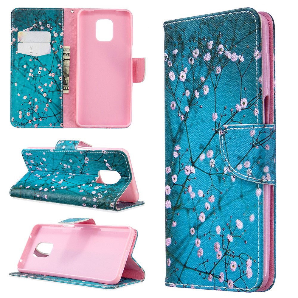 L'impression Des Motifs Étui De Protection De Portefeuille En Cuir Pour La Note Xiaomi Redmi 9 / Notes 9s / Note 9 Pro - Branches De Fleurs-1