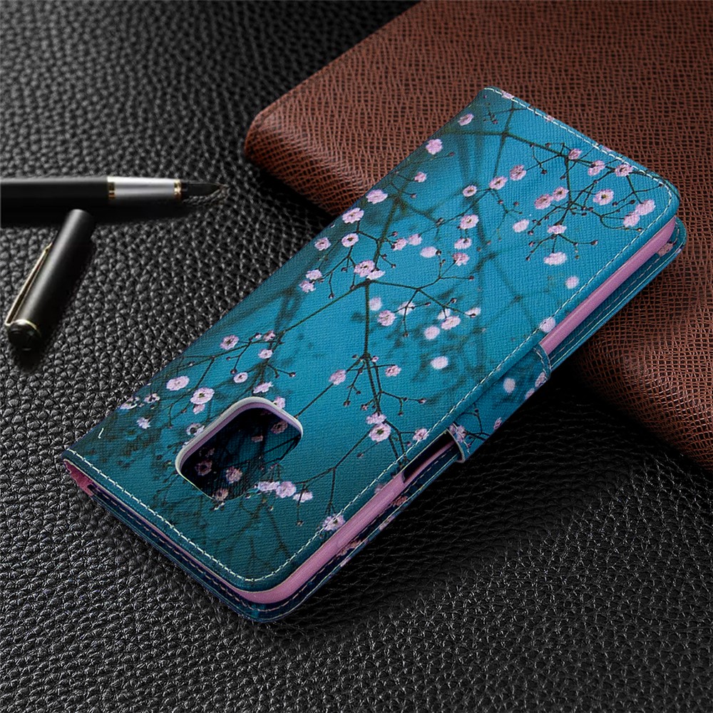 L'impression Des Motifs Étui De Protection De Portefeuille En Cuir Pour La Note Xiaomi Redmi 9 / Notes 9s / Note 9 Pro - Branches De Fleurs-5