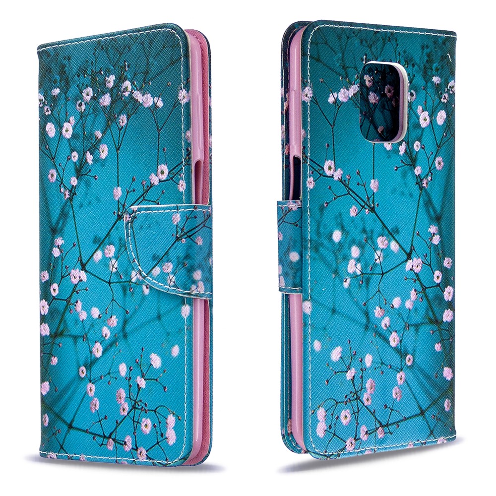L'impression Des Motifs Étui De Protection De Portefeuille En Cuir Pour La Note Xiaomi Redmi 9 / Notes 9s / Note 9 Pro - Branches De Fleurs-8