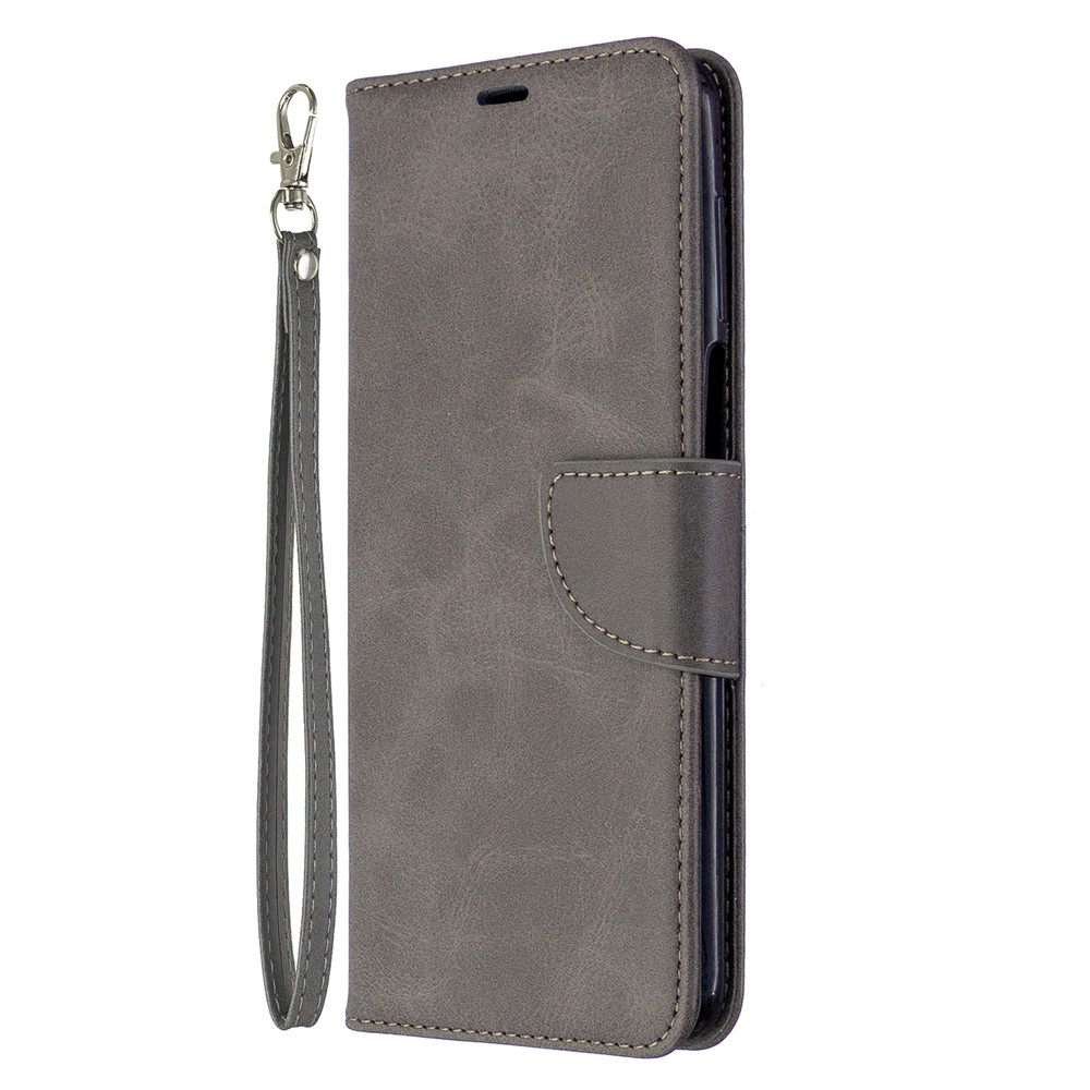 Wallet Stand Leather Phone Shell with Strap for Xiaomi Redmi Note 9/Note 9 Pro/Note 9S - Grey-7