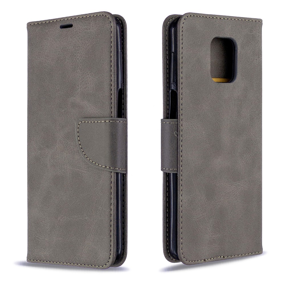 Wallet Stand Leather Phone Shell with Strap for Xiaomi Redmi Note 9/Note 9 Pro/Note 9S - Grey-9