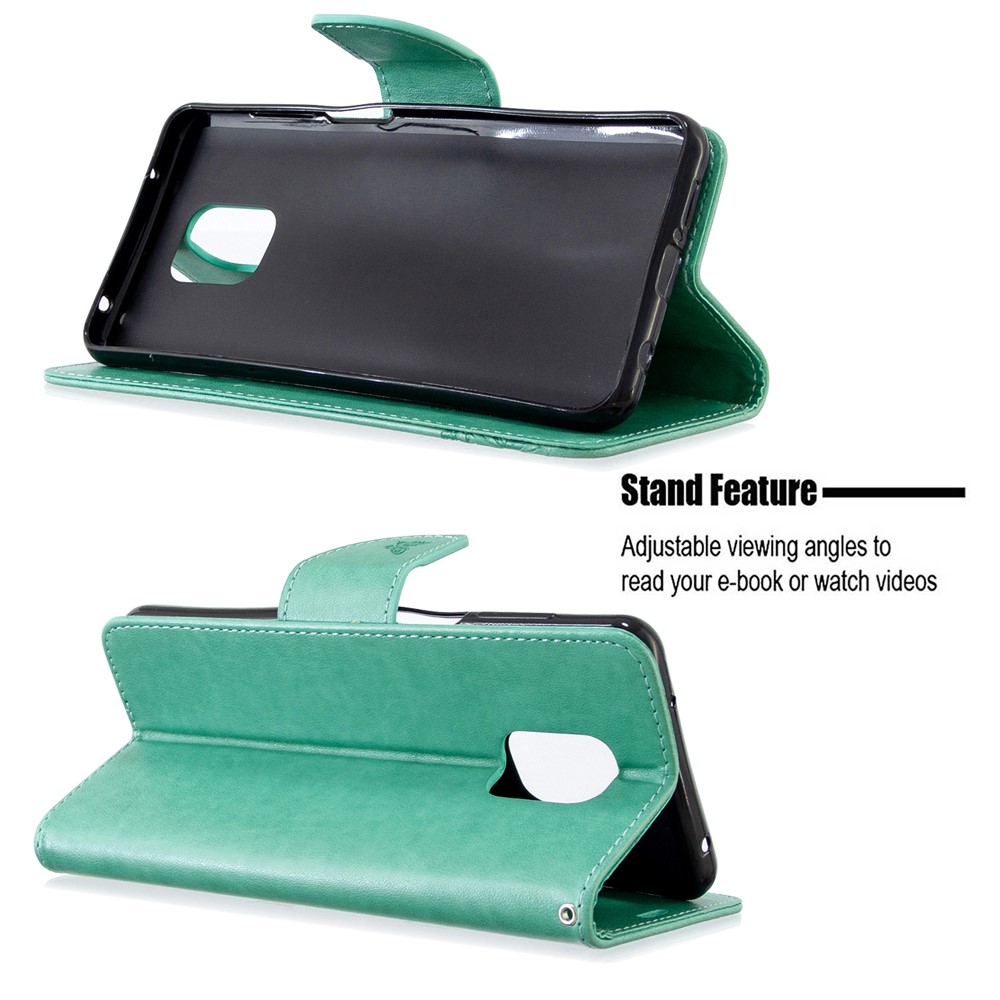 Étui À Rabat Support Porte-monnaie Empreinte De Papillons En Cuir Pour La Note Xiaomi Redmi 9/9 Note 9S Pro / Note - Vert-2