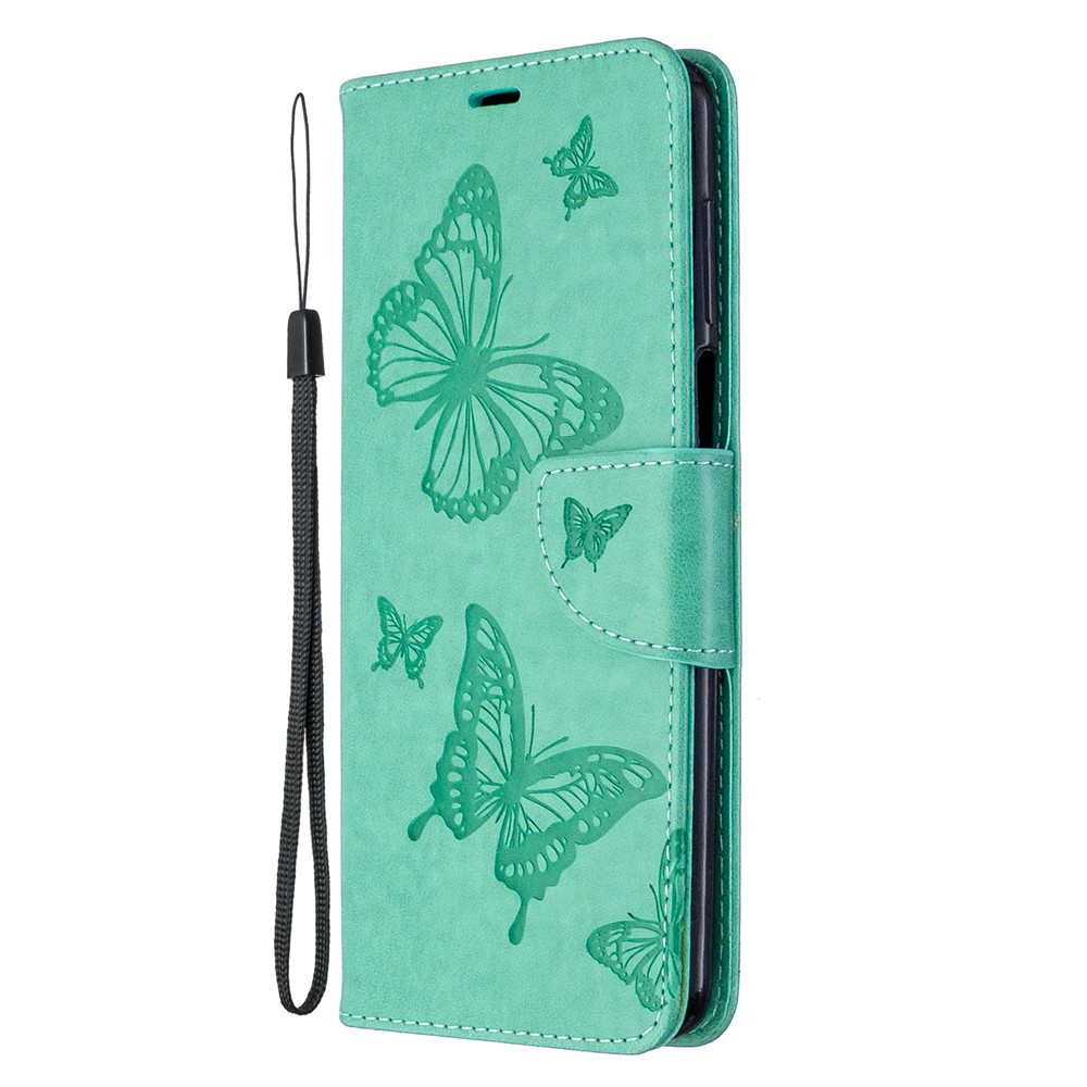 Étui À Rabat Support Porte-monnaie Empreinte De Papillons En Cuir Pour La Note Xiaomi Redmi 9/9 Note 9S Pro / Note - Vert-6