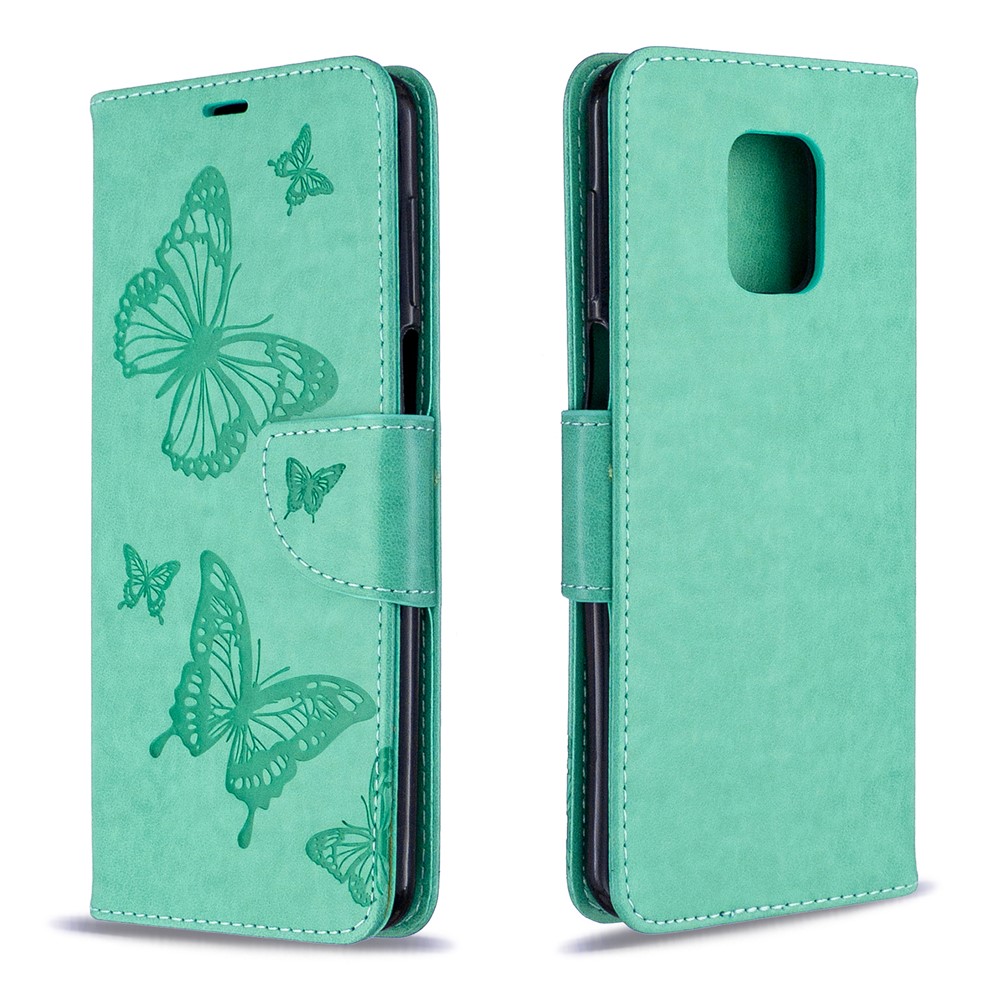 Impresión de la Billetera de Mariposas Case de Cuero Flip Flip Para Xiaomi Redmi Note 9 Pro Máx/nota 9 Pro/nota 9S - Verde