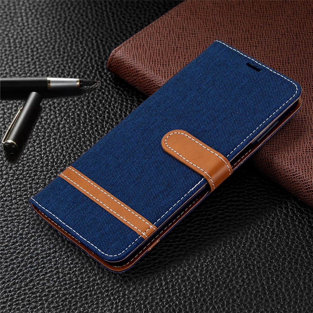 Assorted Color Jeans Cloth Wallet Leather Cover for Xiaomi Redmi Note 9 Pro Max/Note 9 Pro/Note 9S - Dark Blue-4