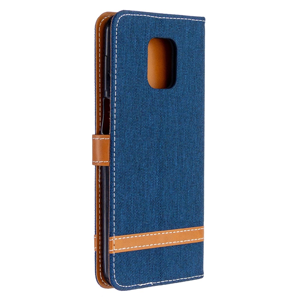 Assorted Color Jeans Cloth Wallet Leather Cover for Xiaomi Redmi Note 9 Pro Max/Note 9 Pro/Note 9S - Dark Blue-7