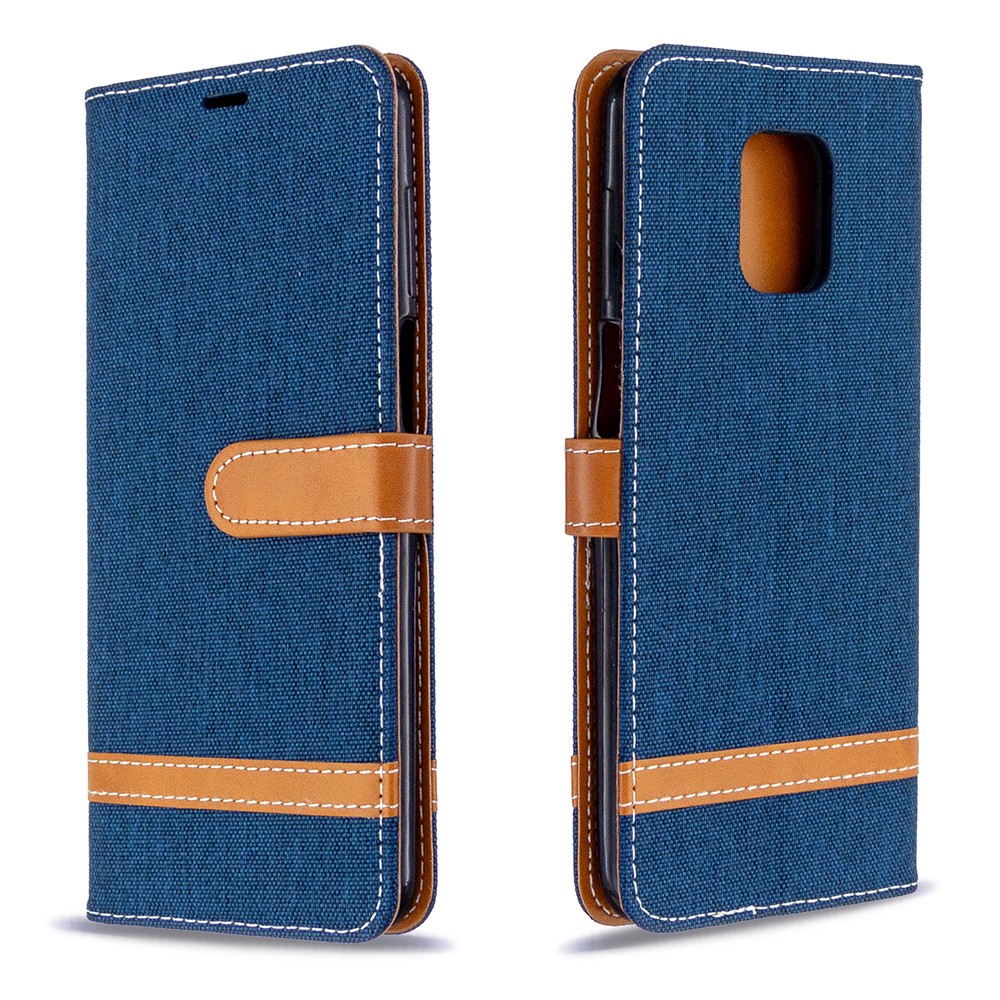 Assorted Color Jeans Cloth Wallet Leather Cover for Xiaomi Redmi Note 9 Pro Max/Note 9 Pro/Note 9S - Dark Blue-8