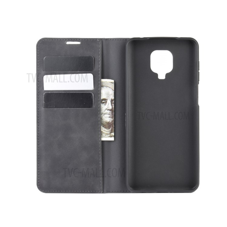 Silky Touch Auto-absorbed Flip Leather Wallet Shell Case for Xiaomi Redmi Note 9 Pro/Note 9S/Note 9 Pro Max - Black-3