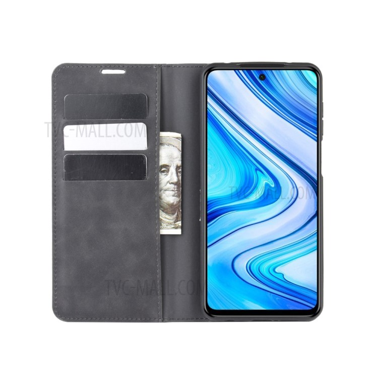 Silky Touch Auto-absorbed Flip Leather Wallet Shell Case for Xiaomi Redmi Note 9 Pro/Note 9S/Note 9 Pro Max - Black-4