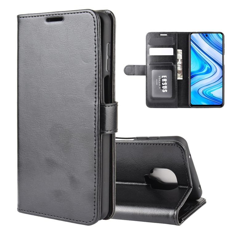 Cante Crazy Horse Wallet Custodia in Pelle Per Xiaomi Redmi Nota 9 Pro/nota 9s/nota 9 Pro Max - Nero