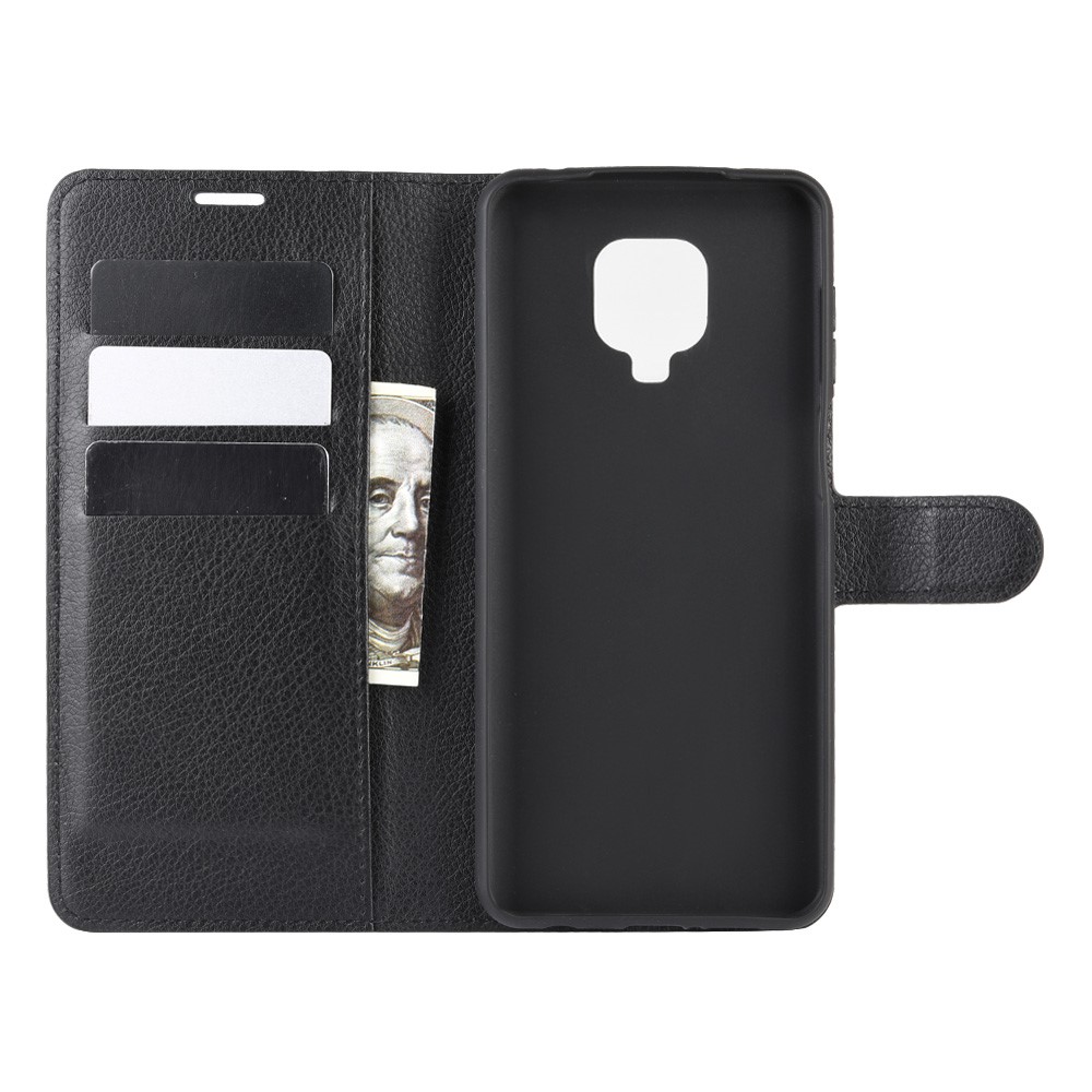 Litchi Texture Wallet Cover Leather Case for Xiaomi Redmi Note 9 Pro/Note 9S/Note 9 Pro Max - Black-3