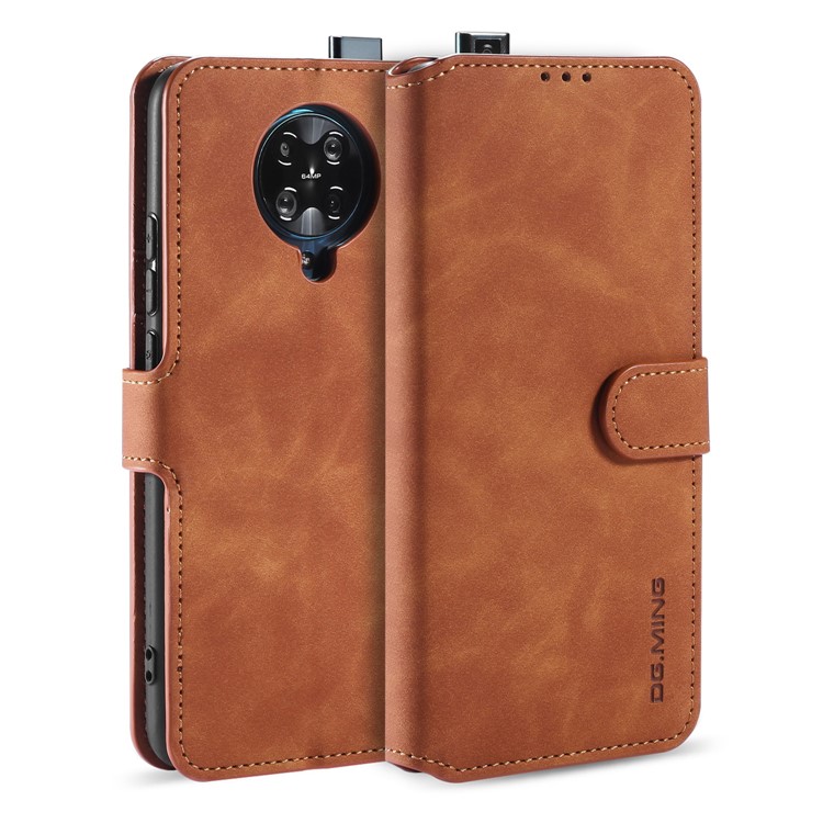 Dg. Ming Retro Style Wallet Leder Stand Hülle Für Xiaomi Redmi K30 Pro/Poco F2 Pro - Braun