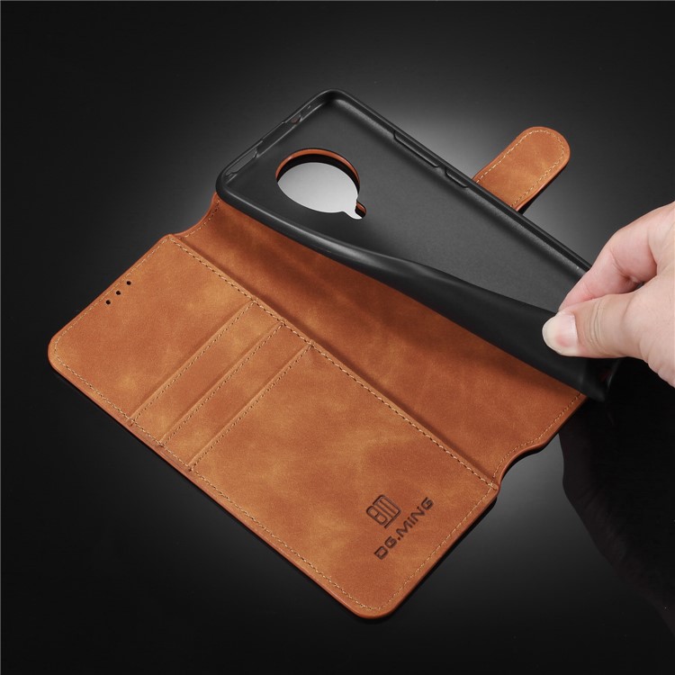 Dg. Ming Retro Style Wallet Leder Stand Hülle Für Xiaomi Redmi K30 Pro/Poco F2 Pro - Braun