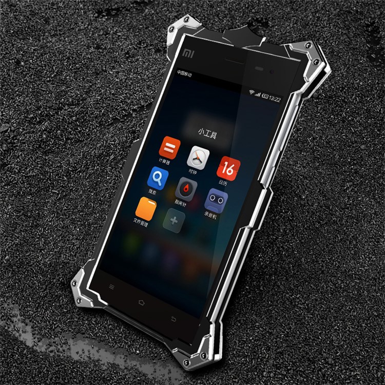 For Xiaomi 3 Mi 3 Punk Rock Aviation Aluminum Metal Armor Mobile Phone Case - Black-3