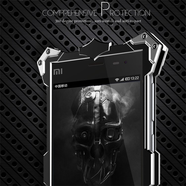 For Xiaomi 3 Mi 3 Punk Rock Aviation Aluminum Metal Armor Mobile Phone Case - Black-5