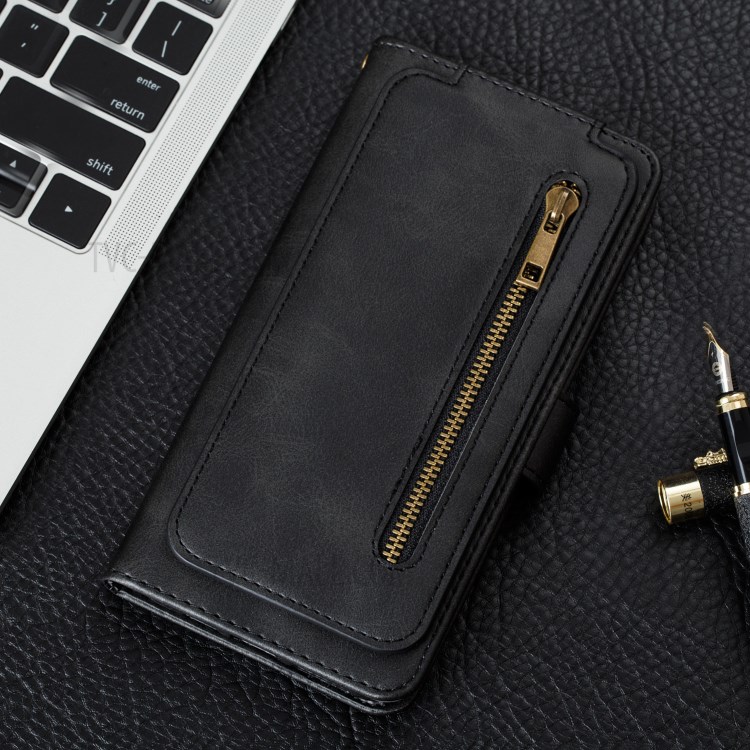Zipper Pocket 9 Card Slots Leather Wallet Shell Case for Xiaomi Redmi Note 9 Pro/Redmi Note 9 Pro Max/Redmi Note 9S - Black-11