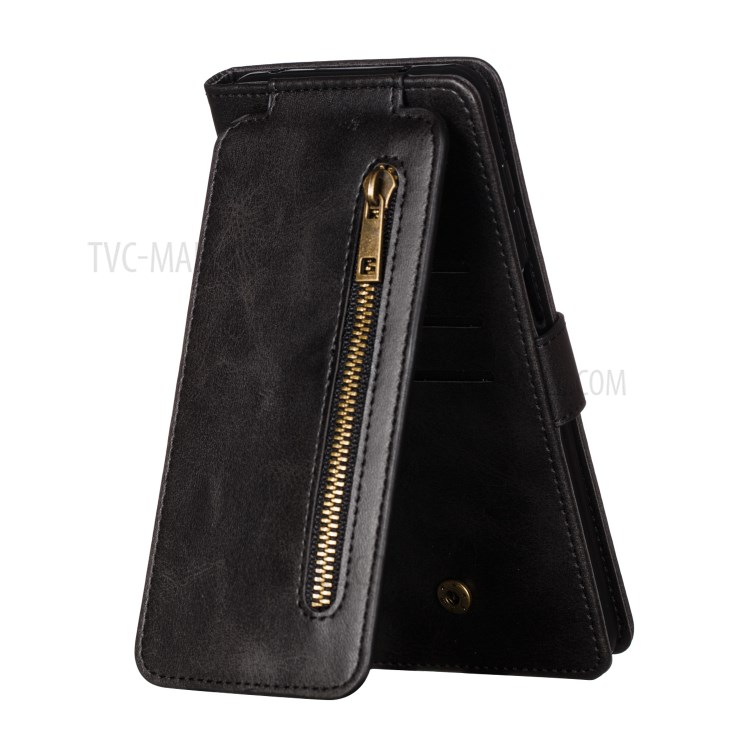 Zipper Pocket 9 Card Slots Leather Wallet Shell Case for Xiaomi Redmi Note 9 Pro/Redmi Note 9 Pro Max/Redmi Note 9S - Black-5