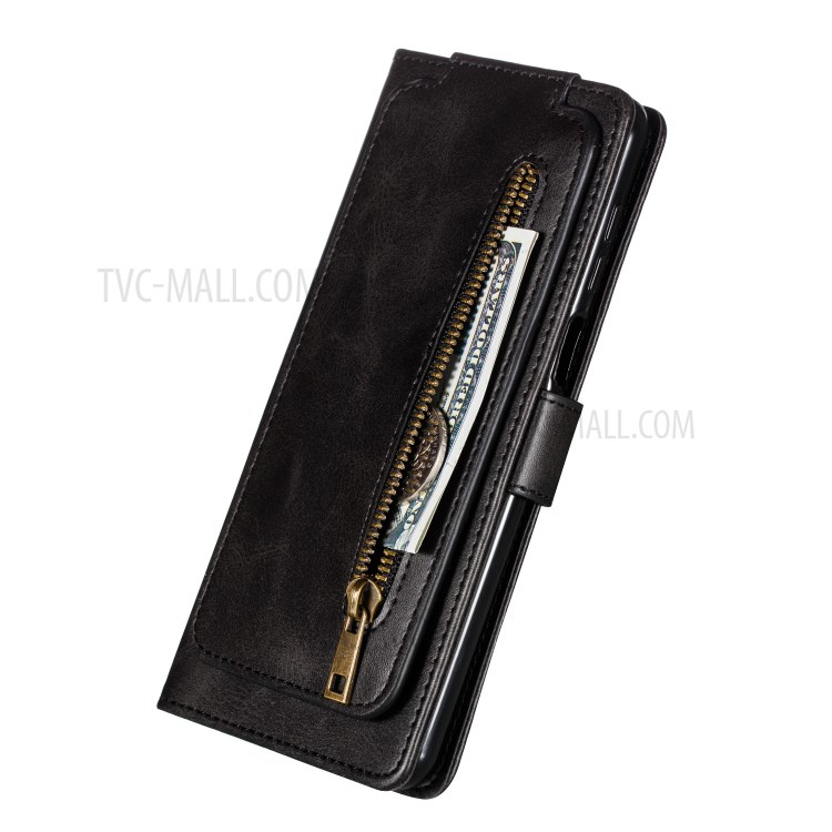 Zipper Pocket 9 Card Slots Leather Wallet Shell Case for Xiaomi Redmi Note 9 Pro/Redmi Note 9 Pro Max/Redmi Note 9S - Black-6