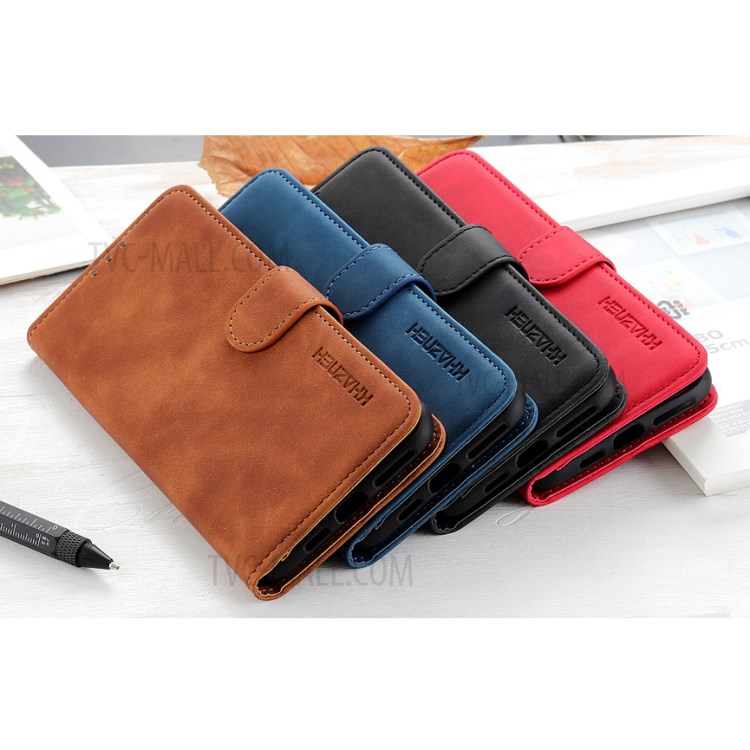 KHAZNEH Retro Leather Wallet Cell Phone Case for Xiaomi Mi 10 Lite 5G/Mi 10 Youth 5G - Black-12