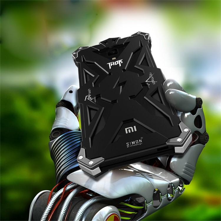 For Xiaomi Mi 4 Punk Rock Armor Aviation Aluminum Metal Phone Case Cover - Black-2