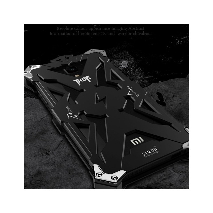 For Xiaomi Mi 4 Punk Rock Armor Aviation Aluminum Metal Phone Case Cover - Black-3