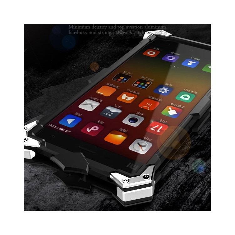 For Xiaomi Mi 4 Punk Rock Armor Aviation Aluminum Metal Phone Case Cover - Black-4