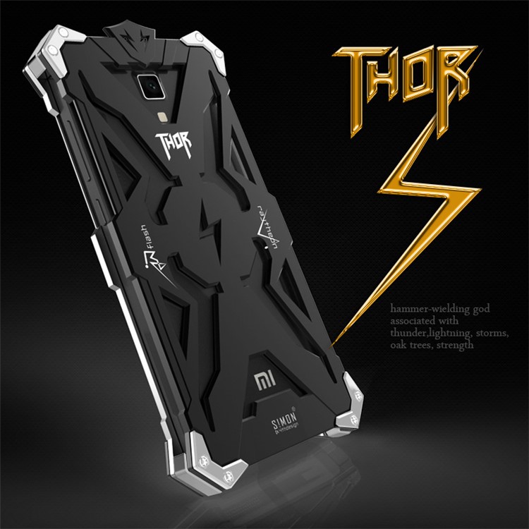 For Xiaomi Mi 4 Punk Rock Armor Aviation Aluminum Metal Phone Case Cover - Black-7
