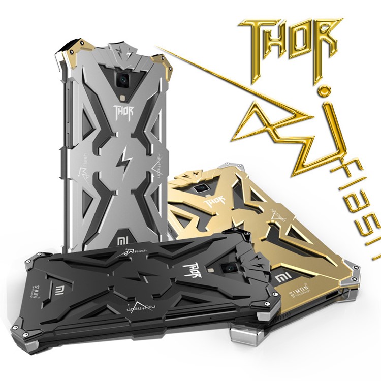 For Xiaomi Mi 4 Punk Rock Armor Aviation Aluminum Metal Phone Case Cover - Black-9