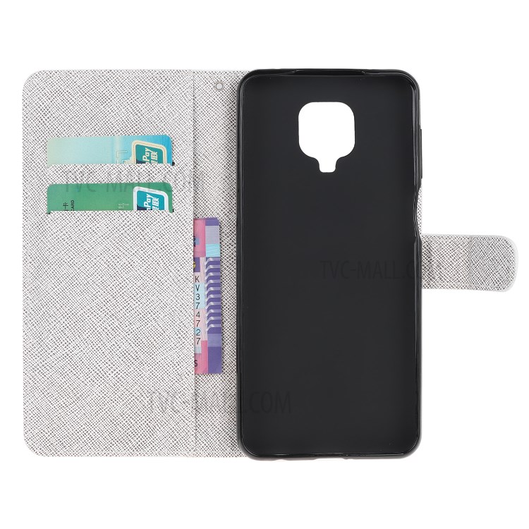 Pattern Printing Cross Texture Leather Wallet Phone Shell with Strap for Xiaomi Redmi Note 9 Pro - Panda-6