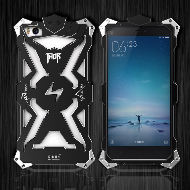 For Xiaomi Mi 4i Punk Rock Aviation Aluminum Metal Armor Mobile Case Cover - Black-1