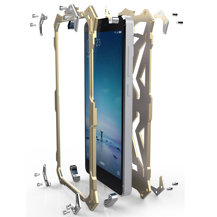 For Xiaomi Mi 4i Punk Rock Aviation Aluminum Metal Armor Mobile Case Cover - Black-4