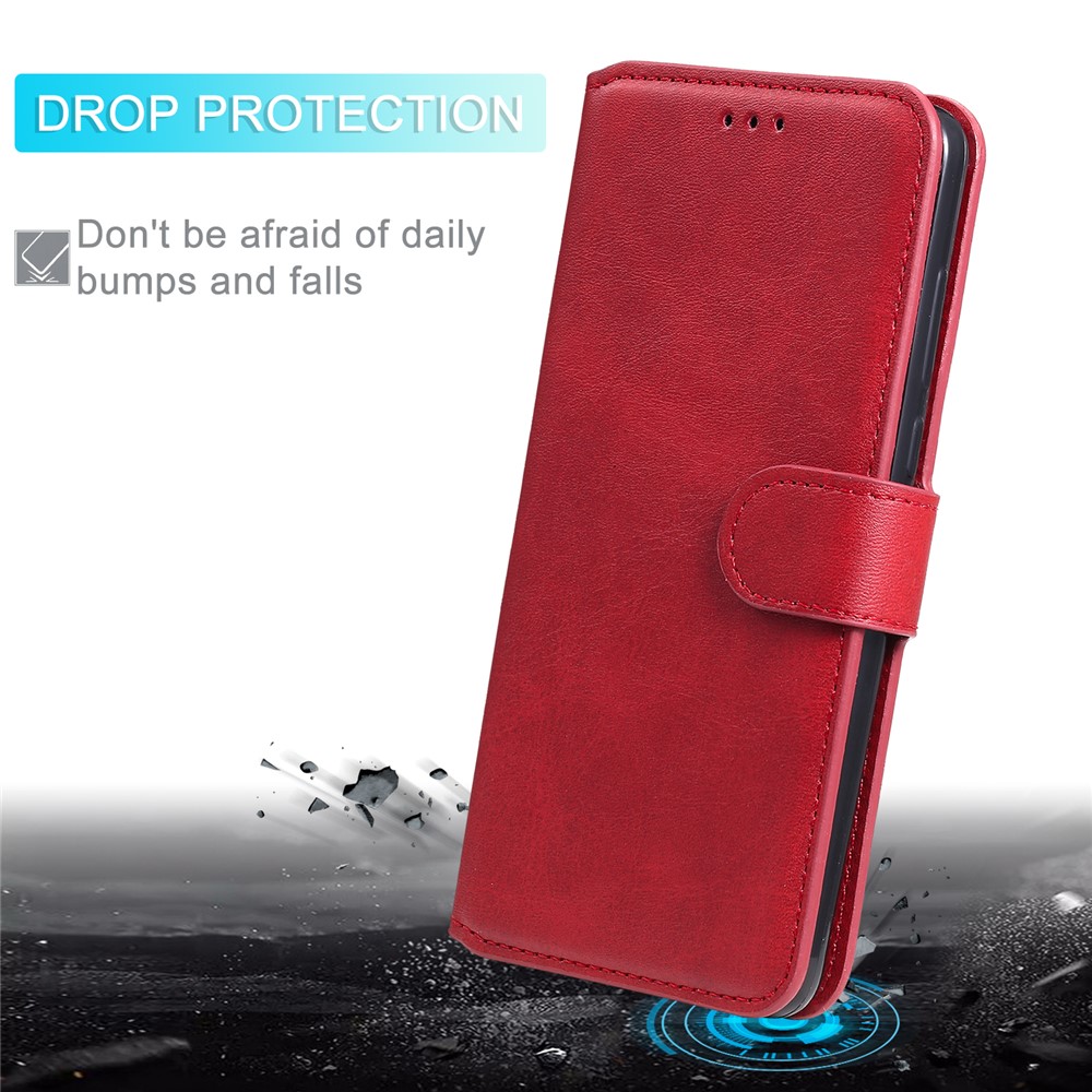 Classics PU Leather Phone Case Wallet Stand Magnetic Cover for Xiaomi Redmi Note 9S/9 Pro Max/9 Pro - Red-12