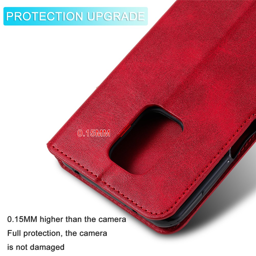 Classics PU Leather Phone Case Wallet Stand Magnetic Cover for Xiaomi Redmi Note 9S/9 Pro Max/9 Pro - Red-13