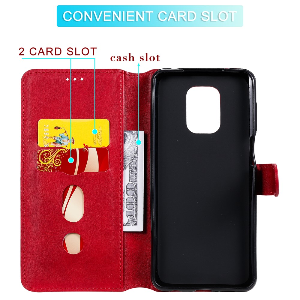 Classics PU Leather Phone Case Wallet Stand Magnetic Cover for Xiaomi Redmi Note 9S/9 Pro Max/9 Pro - Red-14