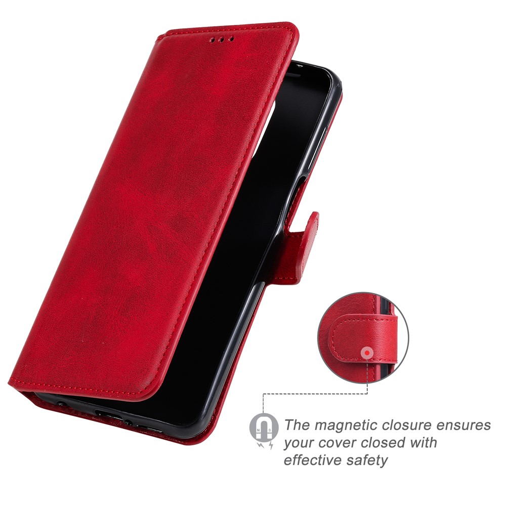 Classics PU Leather Phone Case Wallet Stand Magnetic Cover for Xiaomi Redmi Note 9S/9 Pro Max/9 Pro - Red-9