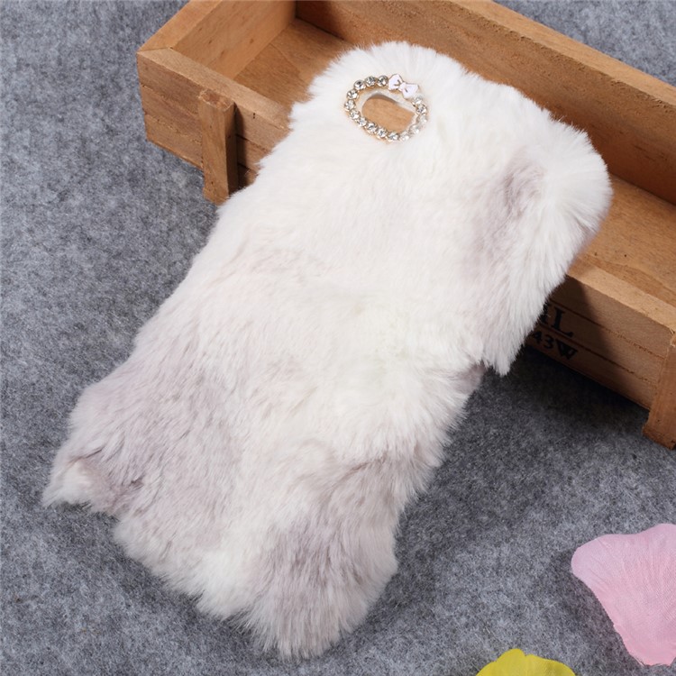 Colorful Rabbit Fur Phone Cover with Rhinestone Decor for Xiaomi Mi 5 (TPU) - Grey / White-1