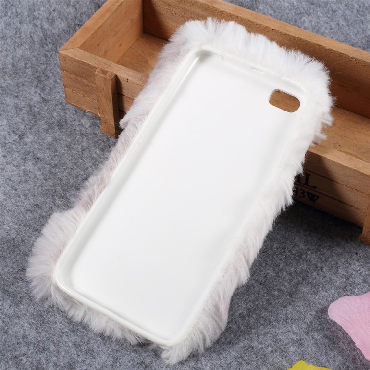 Colorful Rabbit Fur Phone Cover with Rhinestone Decor for Xiaomi Mi 5 (TPU) - Grey / White-2