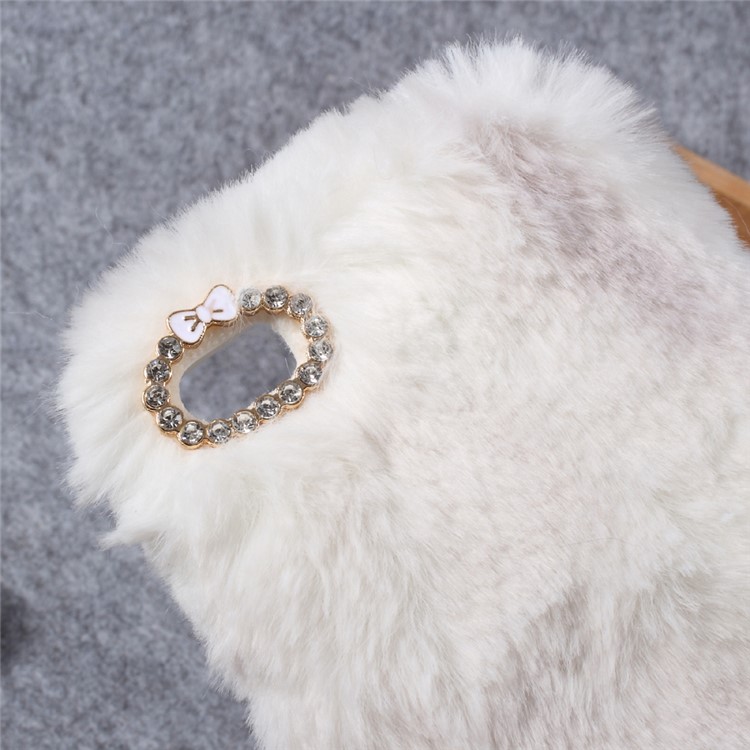 Colorful Rabbit Fur Phone Cover with Rhinestone Decor for Xiaomi Mi 5 (TPU) - Grey / White-3