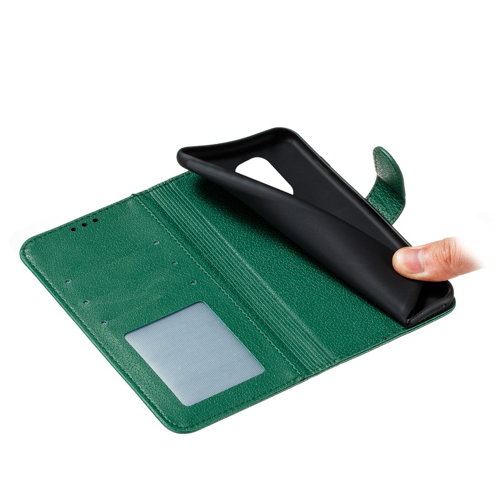 Imprint Feather Pattern Litchi Skin Leather Wallet Case for Xiaomi Redmi Note 9S / Note 9 Pro Max / Note 9 Pro - Green-10